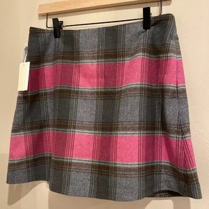 NWT Aritzia Wilfred Classic Mini-skirt w/pockets OVERPLAID Pink/Grey, Sz 10